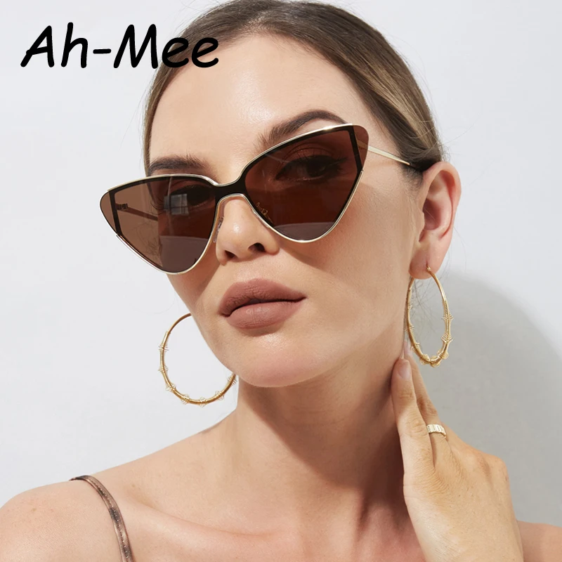 

Cycling Punk Cat Eye Sunglasses Women Men New Brand Metal Design One Piece Sun Glasses Lady Trendy Steampunk Eyewear UV400