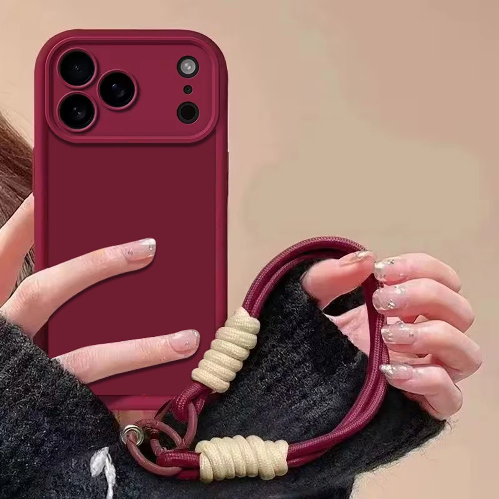 Capa de Celular Fosca Multicolorida com Cordão para iPhone 17 16 15 14 13 12 11 Pro Max iPhone 17E X XR SE16 15 14 8 Plus 2 Capa Protetora Macia