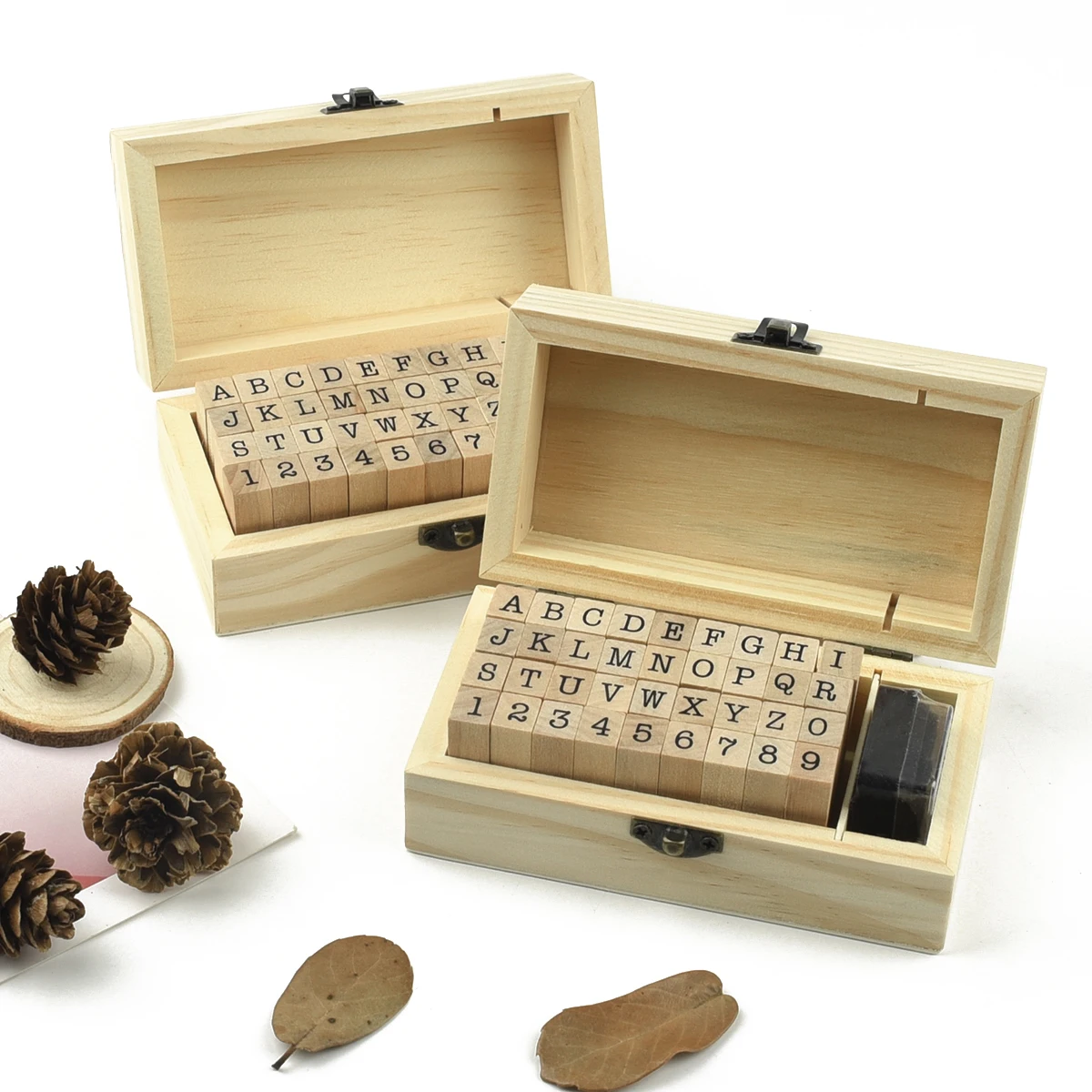 36 Uds. De sellos de madera del alfabeto, juego de sellos con símbolo de números y letras de goma Vintage, herramienta de arte artesanal DIY
