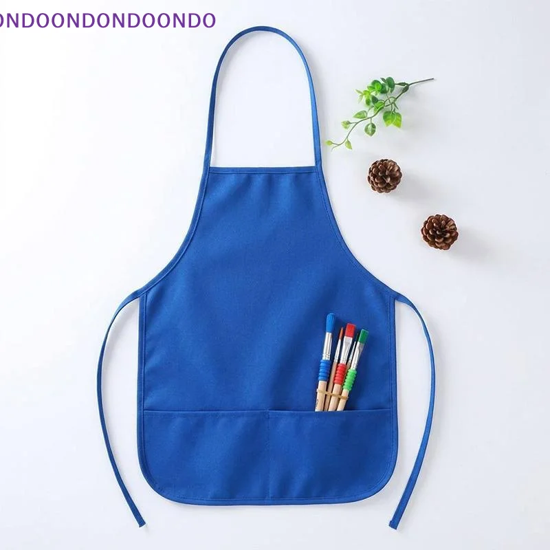 Children's Fabric Aprons With Pockets Colorful Kitchen Classroom Child Painting Cooking Non-woven Fabric Toddler Clean Apron