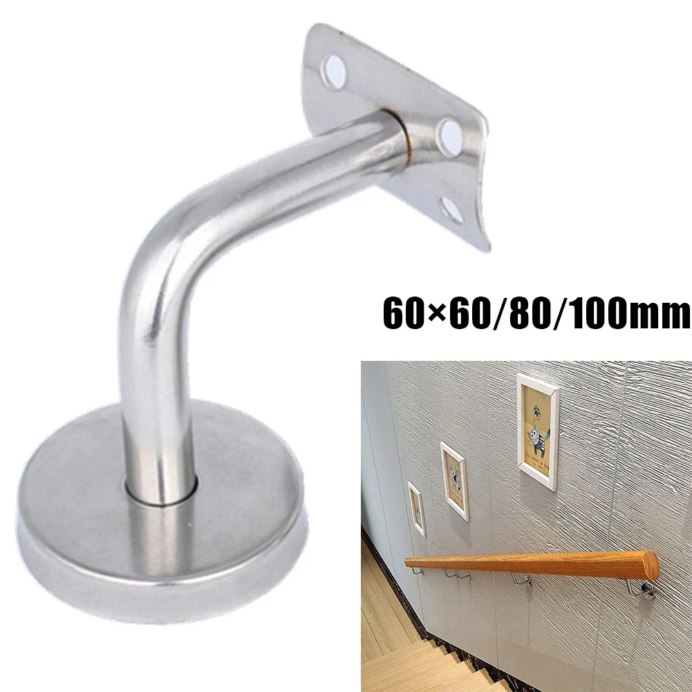 1pc Handrail Bracket 90 Degrees Silver Stainless Steel Wall-mounted Solid Wall Support Hand Rail Balustrade Bracket Hardware