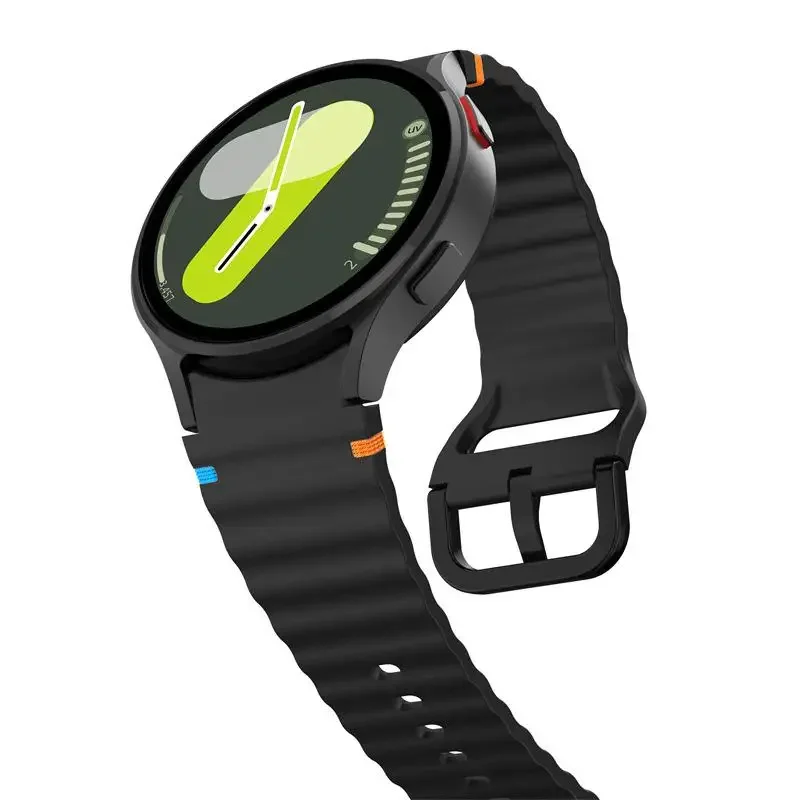 Official Wave Silicone Strap For Samsung Galaxy Watch 7/FE/6/5/4 44mm 40mm Bracelet Correa Galaxy Watch 6 Classic 47mm 43mm Band