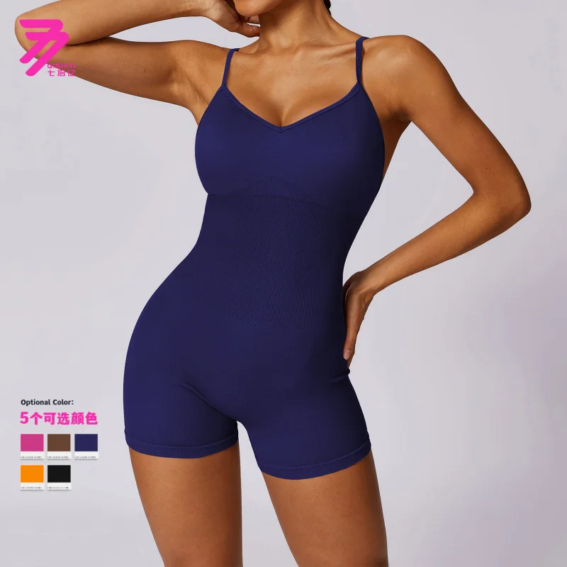 

SY-Fitness Seamless Hollow-out Beauty Back Yoga Jumpsuit High Elastic Belly Contracting and Close-Fitting Sports One-Piece Women