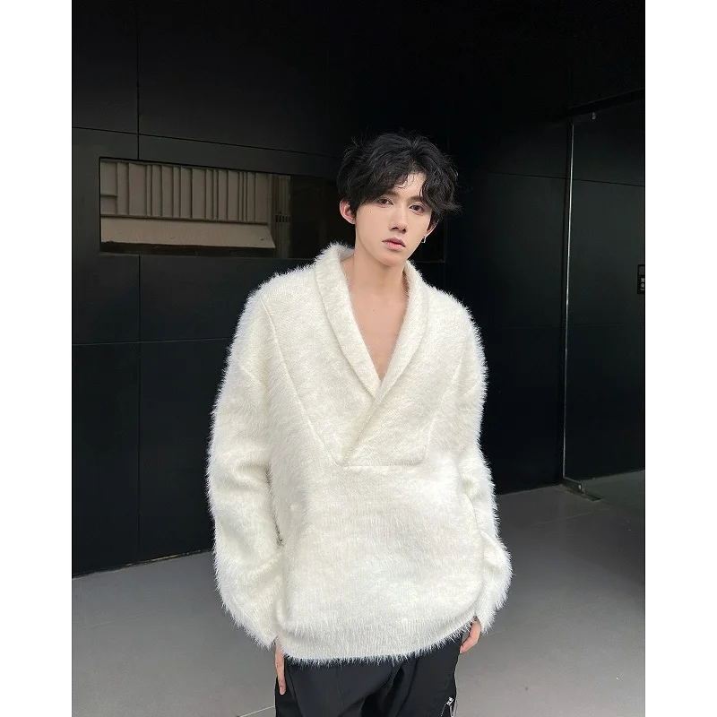 [OIMG] Autumn And Winter Lazy Loose V-neck Hanging Knitted Casual Loose Sweater Korean Version Sweater For Men