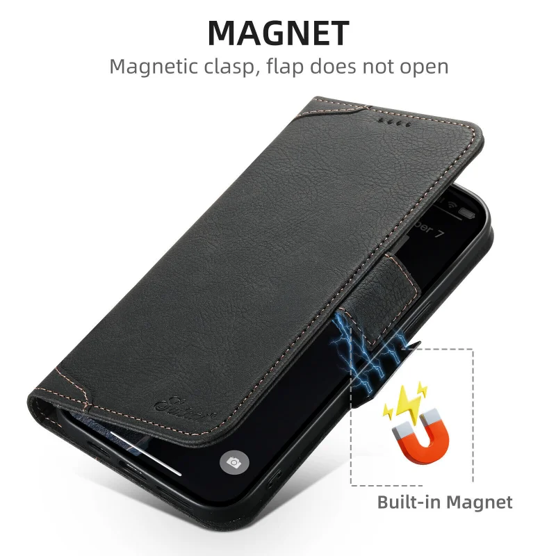 PU Leather Wallet Phone Case For iPhone 16 15 14 Plus 13 12 Pro Max Flip Women Men Magnetic for Magsafe Kickstand Hard Cover