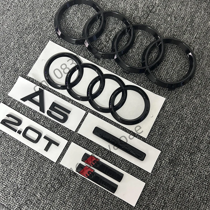 7 pieces/set for Audi A5 Quattro 2.0T tail standard Sline side standard four-ring car logo 2010-2019 modified car stickers.