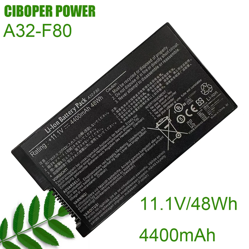 CP Original Laptop Battery A32-F80 11.1V 48Wh/4400mAh For A32-F80A A32-F80H F8 F80 F80H F80L F81 F83 F50 N80 N81 X61 X82 X83 X80