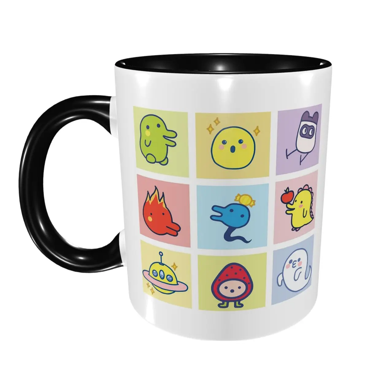 Tamagotchi Character Collage Mug Funny Ceramic Coffee Cups Tea Mugs Milk Cup Drinkware Gift for Woman Man