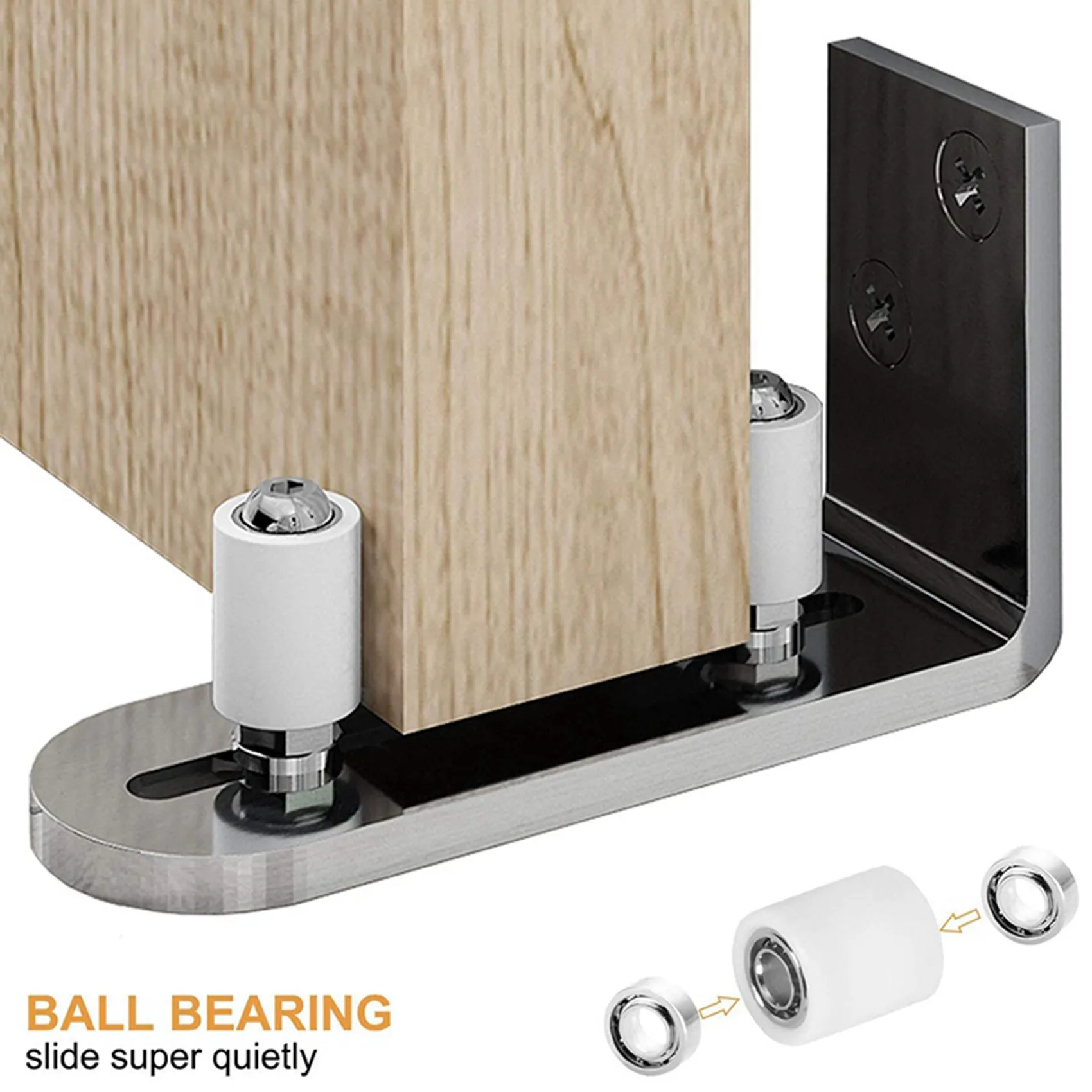 A02M-2X Modern Chrome Sliding Barn Door Floor Guide Ball Bearings Adjustable Stay Roller Wall Mount System For All Size Door