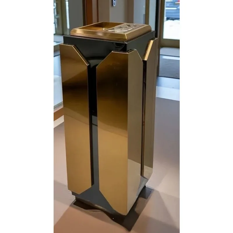 Simple wind stainless steel trash can fruit peel bucket with ashtray star hotel high-end club office building smoke extinguisher