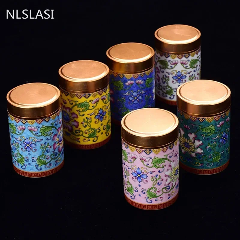 NLSLASI Jingdezhen Handmade Tea jar ceramic tea cans Travel convenience sealed can spices Powder ointment can Storage Tanks