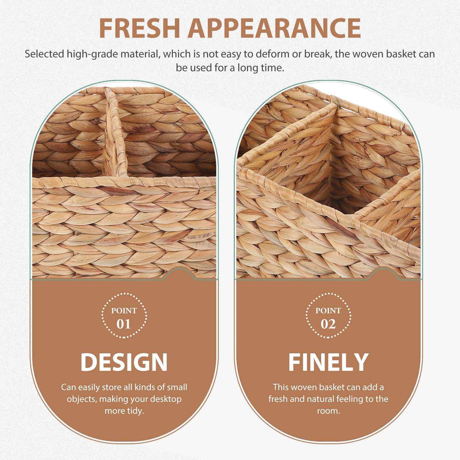 

Grass Woven Storage With Dividers Rustic Style Organizer For Desk Kids Home Decor Baskets For Organizing Woven Basket