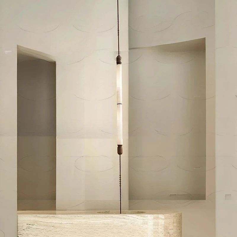 

Minimalist Long Pole Acrylic Floor Lamps Stainless Steel Designer Hotel Creative Art Decoration Cafe LED Floor To Ceiling Lights