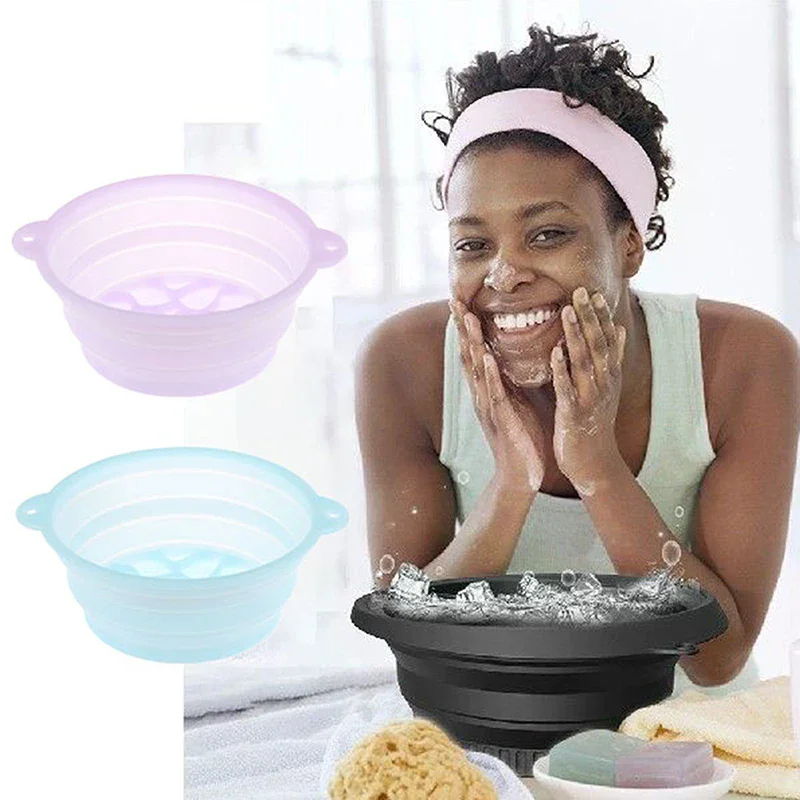 

Складная раковина для умывания лица с глубоким вырезом, миска для ледяной ванны, силиконовая портативная дорожная домашняя ванна для ухода за кожей, ледяная ванна для лица
