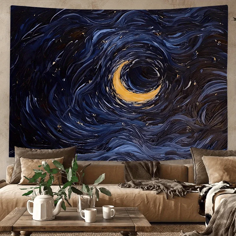 Sternennacht-Wirbel-Wandteppich, böhmischer Wandbehang, Raumdekoration, ideal für Schlafzimmer, Wohnheim und Wohnraumdekoration