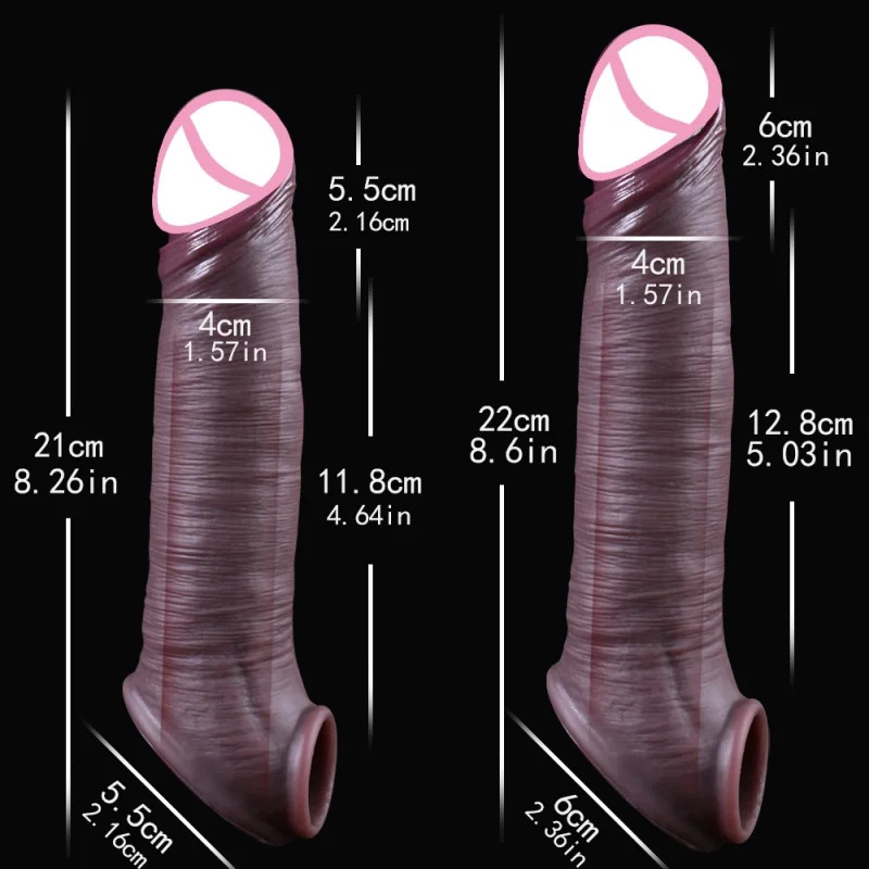 Reusable Dick Sleeve Penis Sex Toy For Men Cock Extension Enlarger Penis Cover Enlargement Dick Ring Adult Sex Tool Sex Products