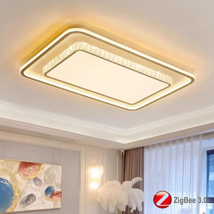 Led Ceiling Lights 97Ra Full Spectrum Modern Crystal Chandelier Zigbee Tuya Smart Home Assistant Lamp Zigbee2mqtt Alice Alexa