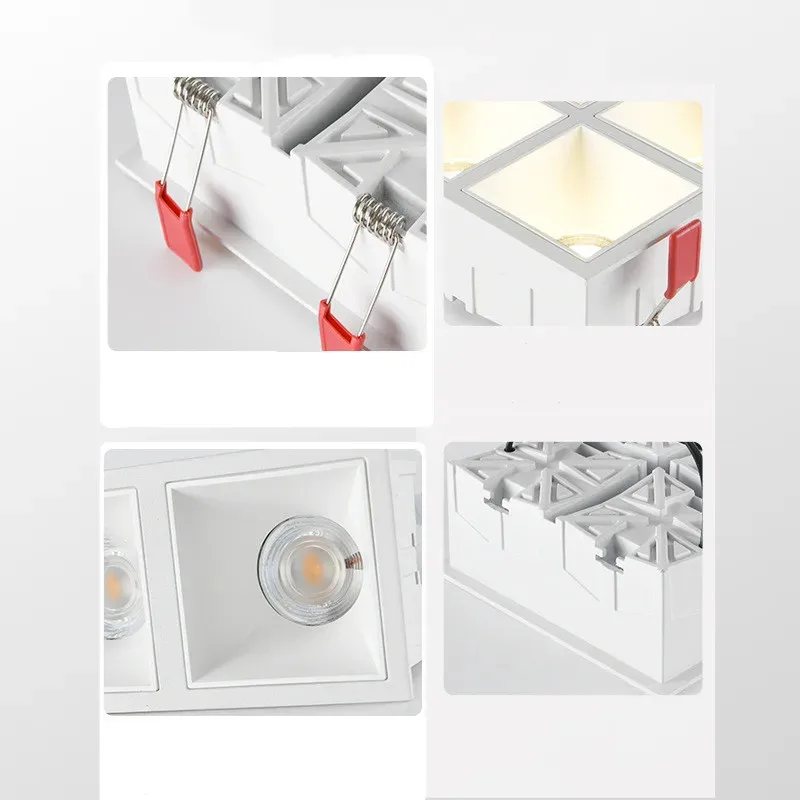 Square LED downlight no main light Anti-glare glare embedded COB grille light 1/2/3/4/ head living room bedroom no main lighting