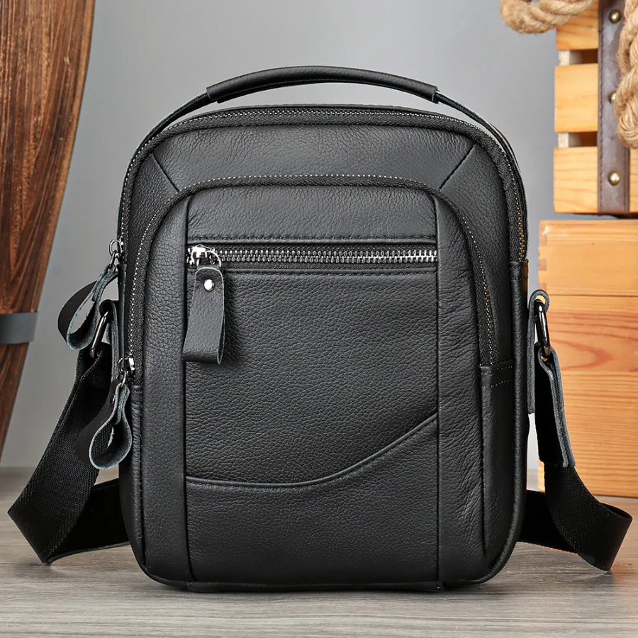 

【New style】- men's leather soft shoulder bag top layer cowhide new business casual men's bag multi-function -body bag