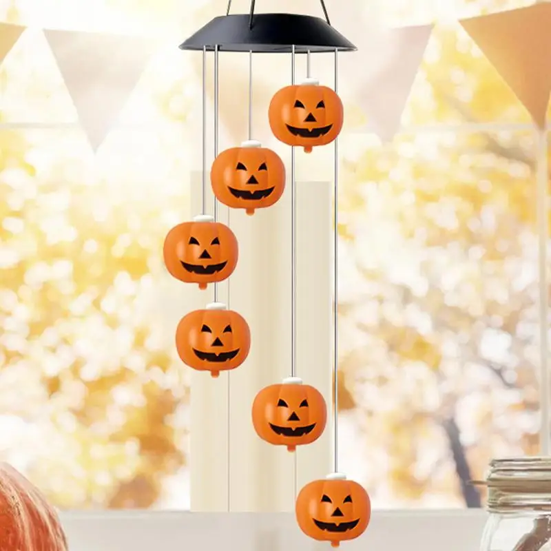 

LED Halloween String Light Pumpkin Colorful Wind Chime Lamp Outdoor Solar Light For Halloween Holiday