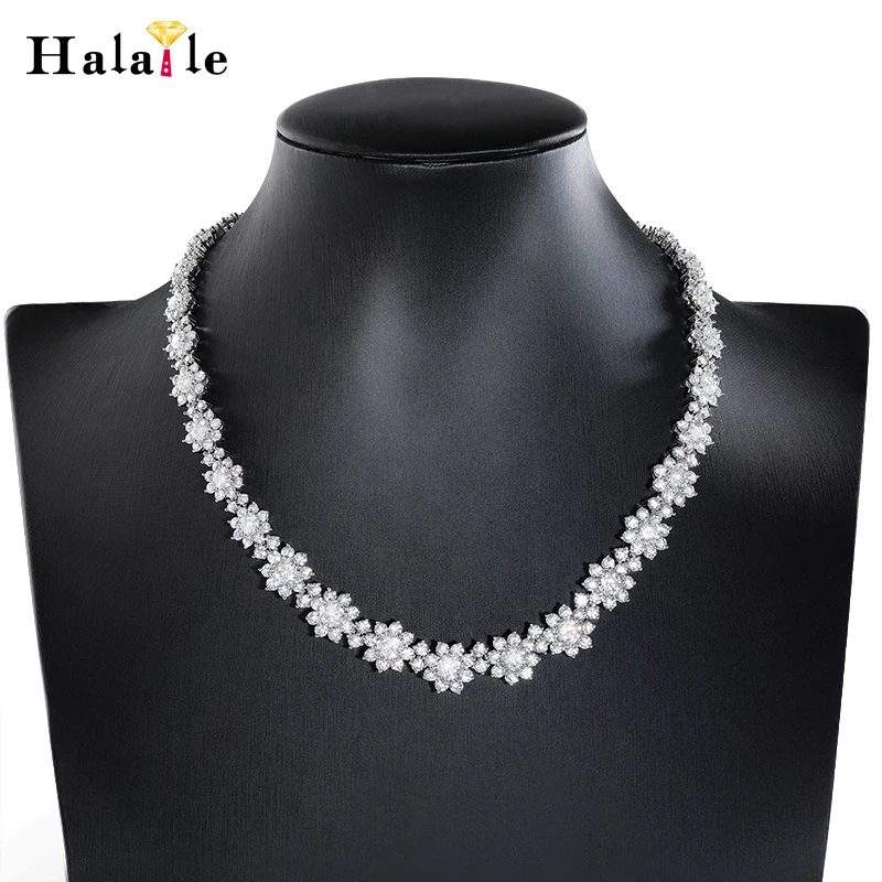 

Ожерелье Halaile D Color Full Moissanite из стерлингового серебра S925 с подсолнухом и GRA, женские роскошные ювелирные изделия, элегантная цепочка на шею