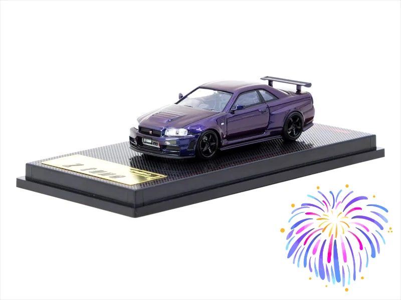 

IG x Tarmac Work 1:64 R34 Z-tune металлик фиолетовый литая модель автомобиля миниатюрные подарки