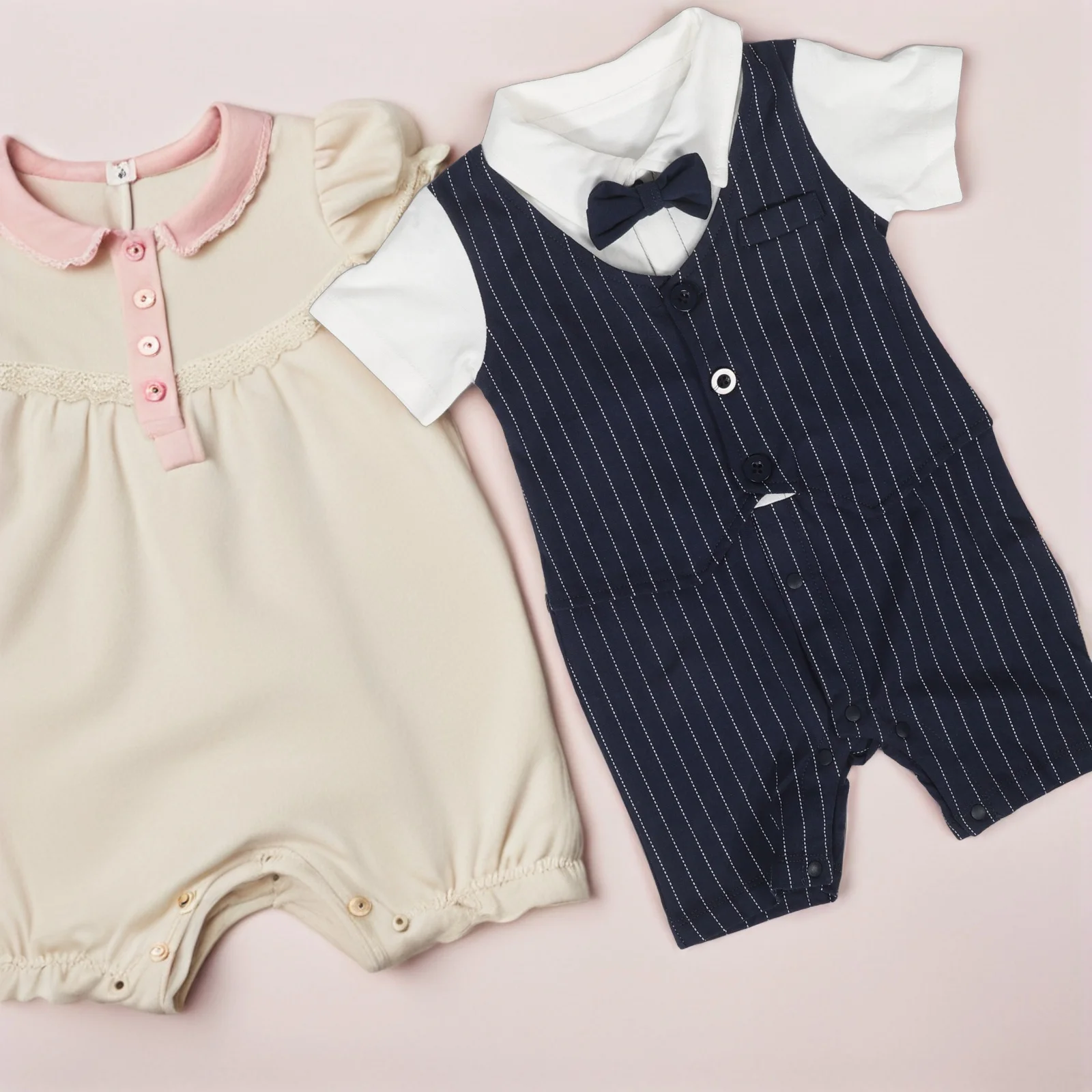 

Elegant British Style Summer Baby Boy Romper Short Sleeve Cotton Jumpsuit Gentleman Outfits Newborn Tuxedo Clothes 66Cm Soft