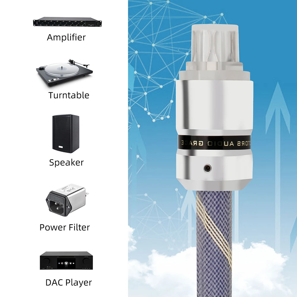 Высококачественный аудиокабель питания D503 OFC HiFi с родиевым покрытием, мужской и женский разъем стандарта США для AMP, сабвуфера, динамика