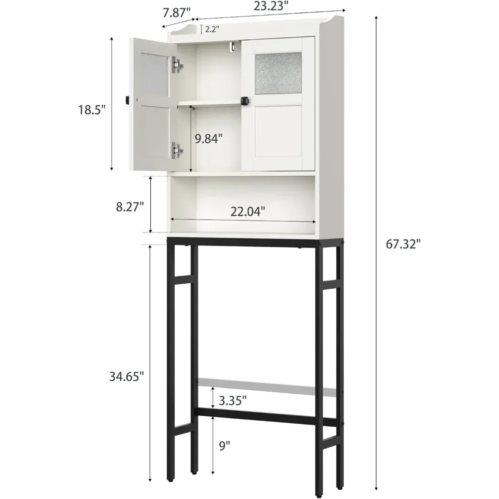 Over The Toilet Storage, Bathroom Storage Cabinet Over Toilet, above Toilet Storage with Double Doors and Soft Hinges