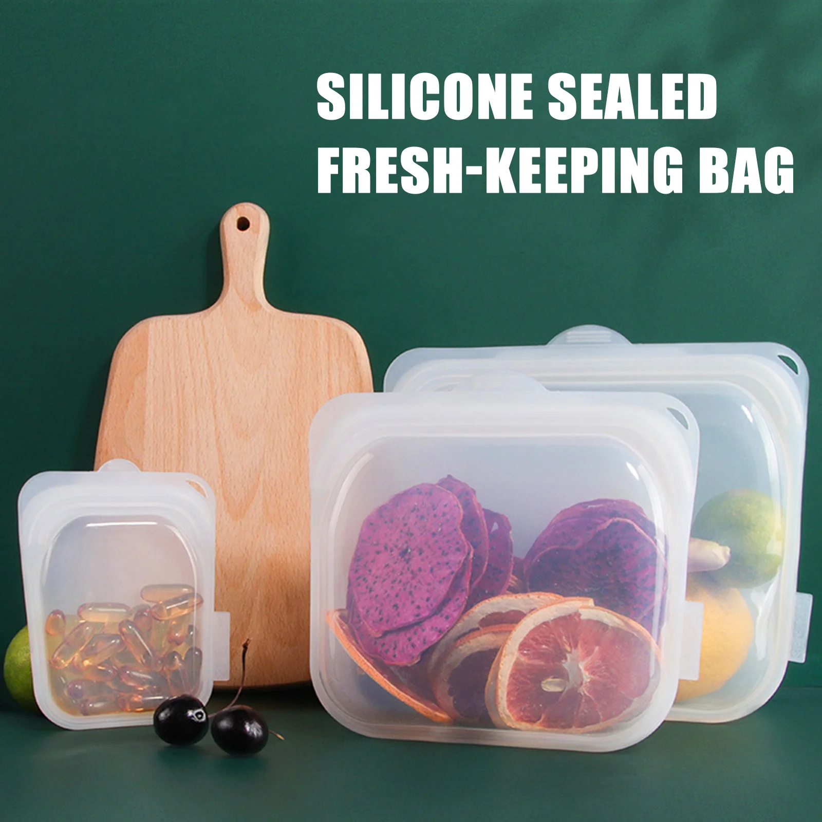 Zipper Bag Reusable Silicone Grocery Portable Kitchen Mason Jar Bags Creative Durable Fresh Wrap Candy Food Storage Box