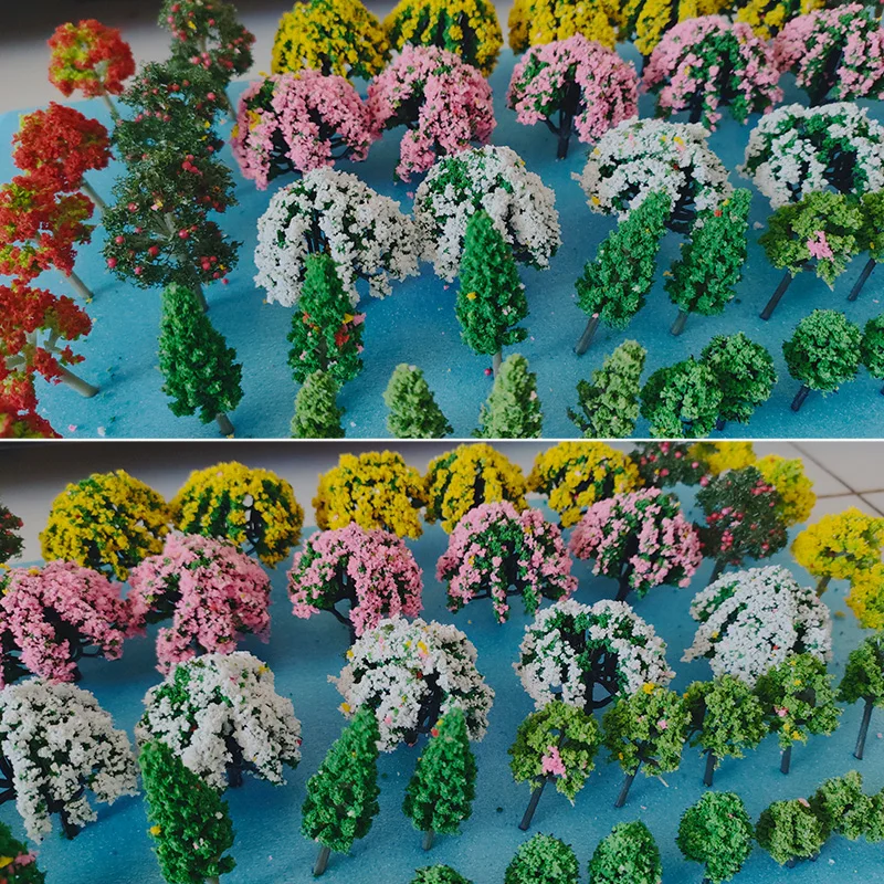 30-60 قطعة ارتفاع مختلط نموذج شجرة صغيرة أطقم لصنع قطار السكك الحديدية المشهد طاولة الرمل تخطيط المواد المشهد اكسسوارات