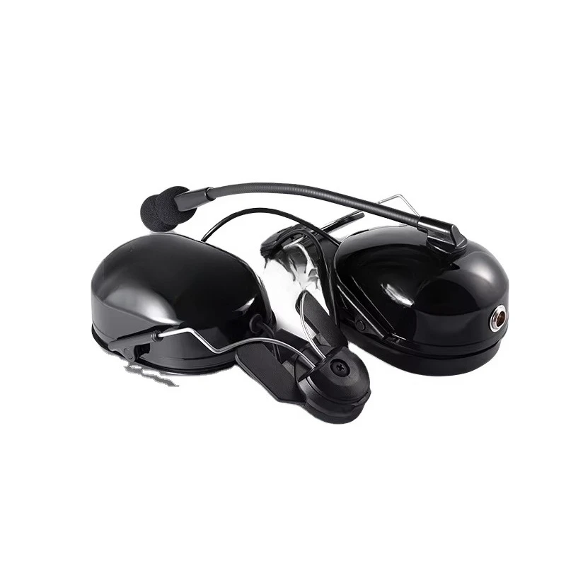 Helmet with flexible microphone working condom noise canceling earphones