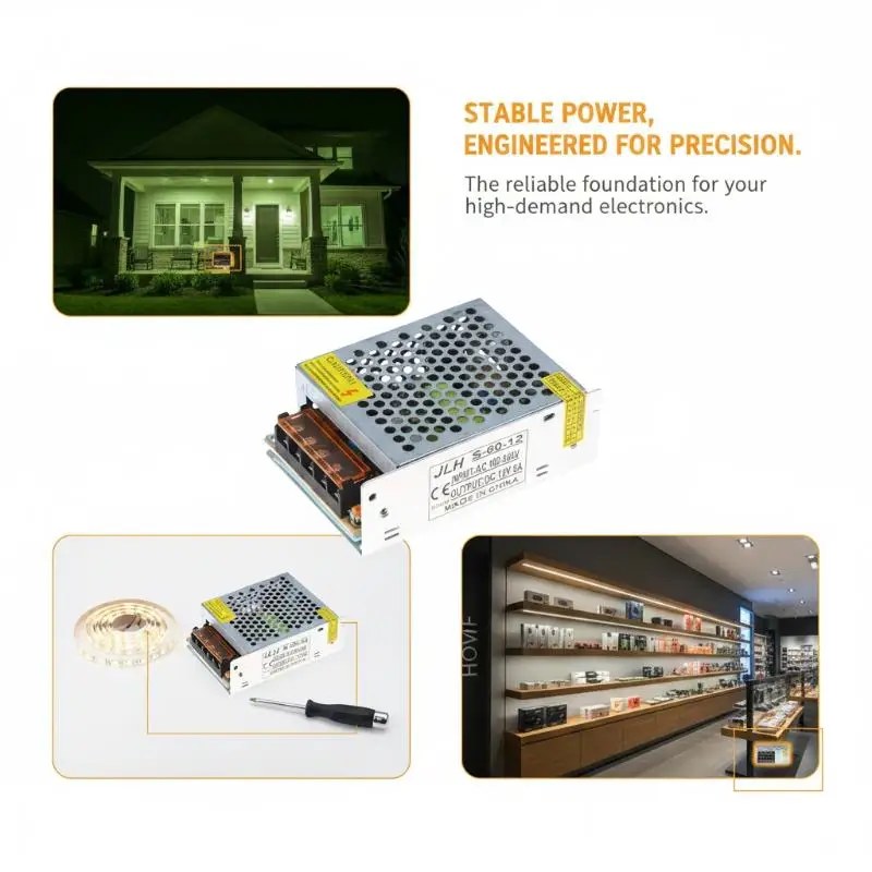 Stable Regulated Output Lighting Transformer AC 110V-240V To DC 5V 2A/5A 25W 60W For CCTV LED Strip Power Supply Adapter