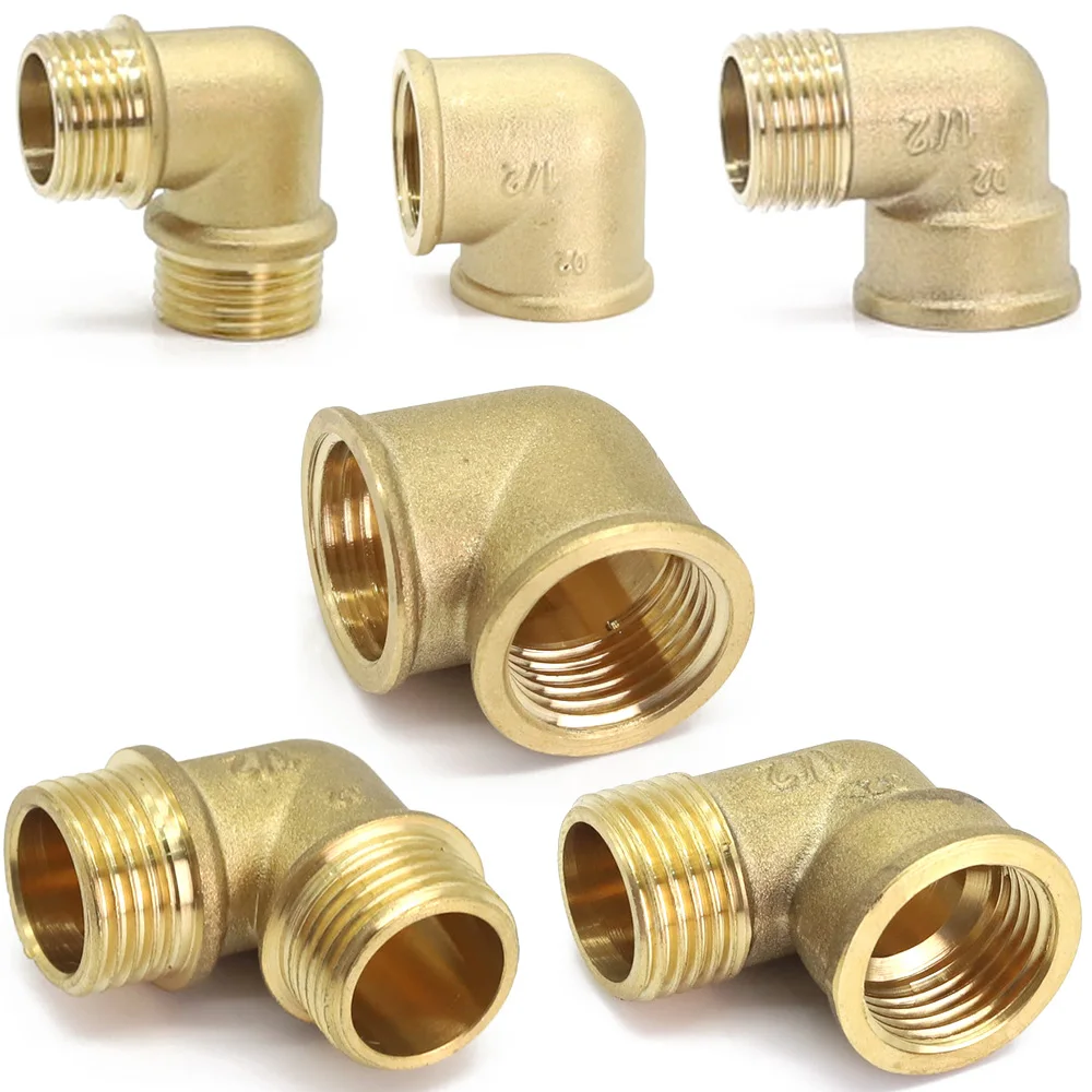 

3 Styles 1/2" 3/4" 1" Female x Male Thread Brass Copper Elbow 90 Degree Connect Repair Connector Pipe Fitting Adapter Extender