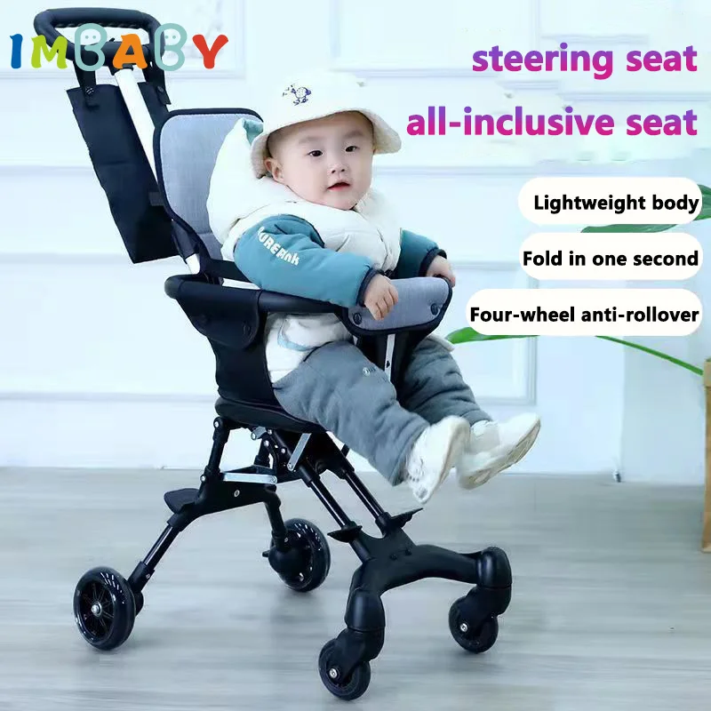 

Lightweight Baby Stroller Folding Travel Carriage Cart Available Newborn Two-Way Seat High Children Four-Wheel Cart