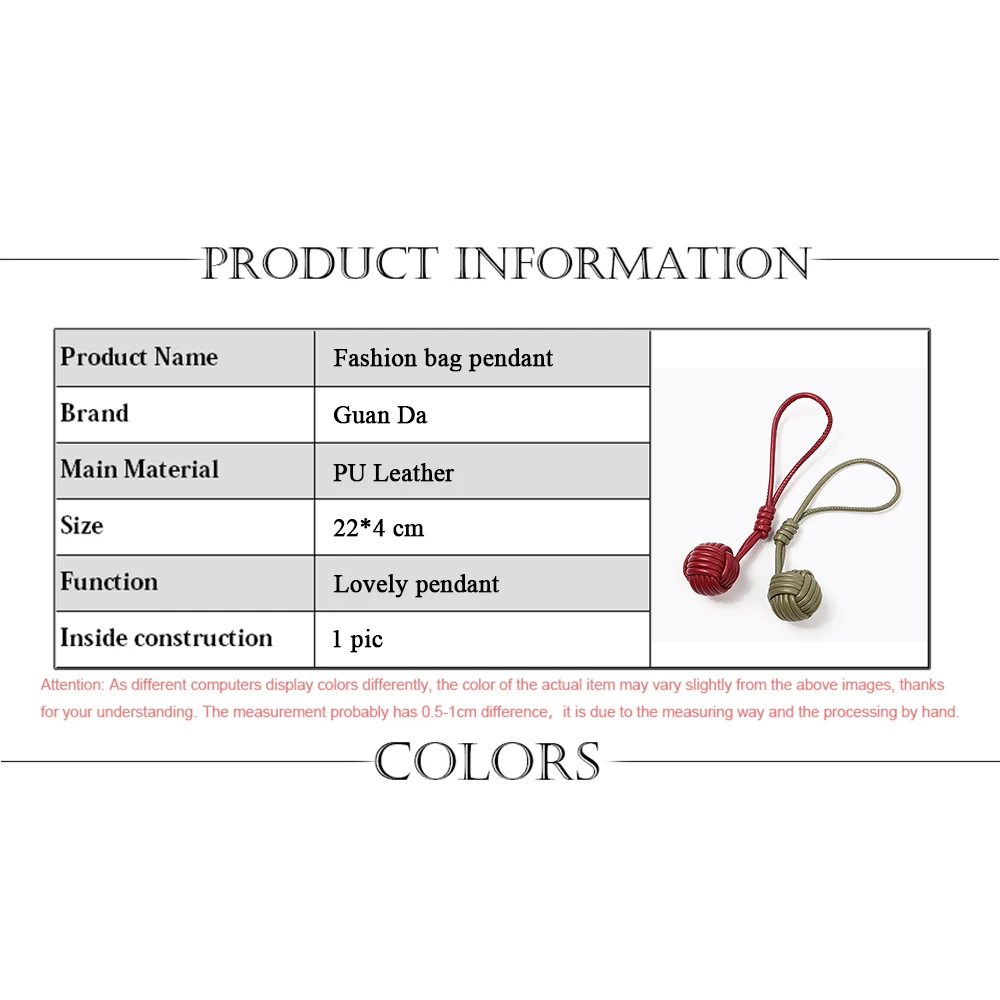 Luxus PU Leder Handgemachte Taschen Anhänger Schöne Weben Ball Mode Zubehör Kreative Dekoration Für Handtasche Großhandel Geschenk – Detail 1