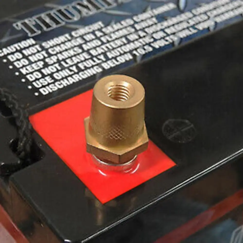 Brass Battery Terminal Adapter Positive Negative M8 External Thread Brass Battery Post Extender Hexagon Base