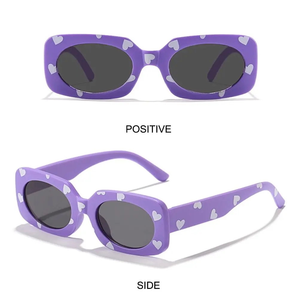 Retro Sun Protection Heart Print Children Sunglasses UV400 2-8 Years Girls Boys Shades Eyewear