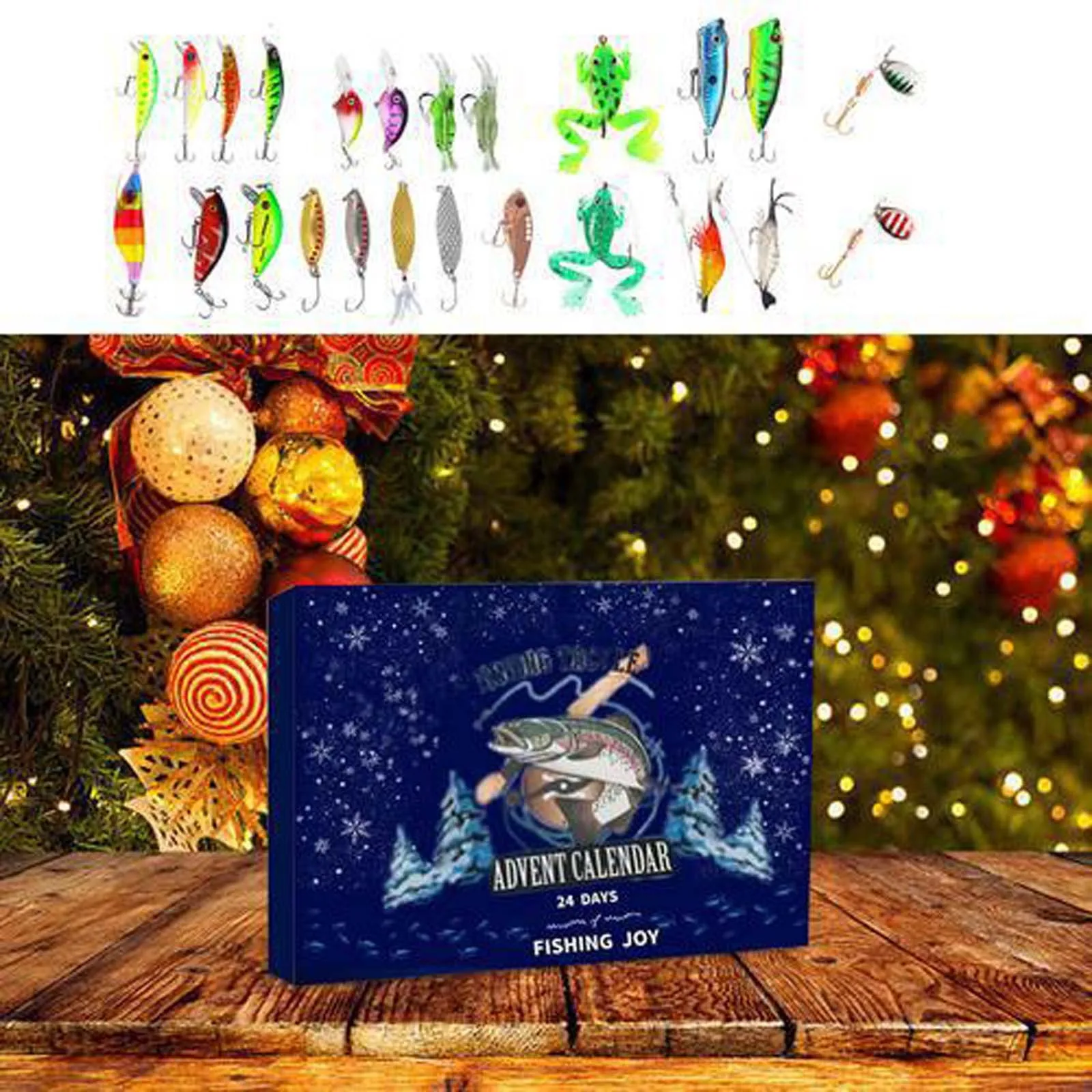 2024 Fishing Tackle Advent Calendar 24 Day Christmas Advent Calendar Fishing Tackle Box Creative Christmas Gifts Countdown ﻿