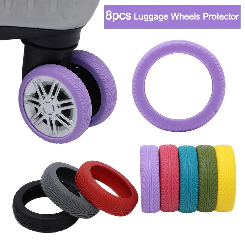 8Pcs Luggage Wheels Protector Casters Cover Silicone Luggage Accessories Silent Sound Wheel Wear Wheels Cover