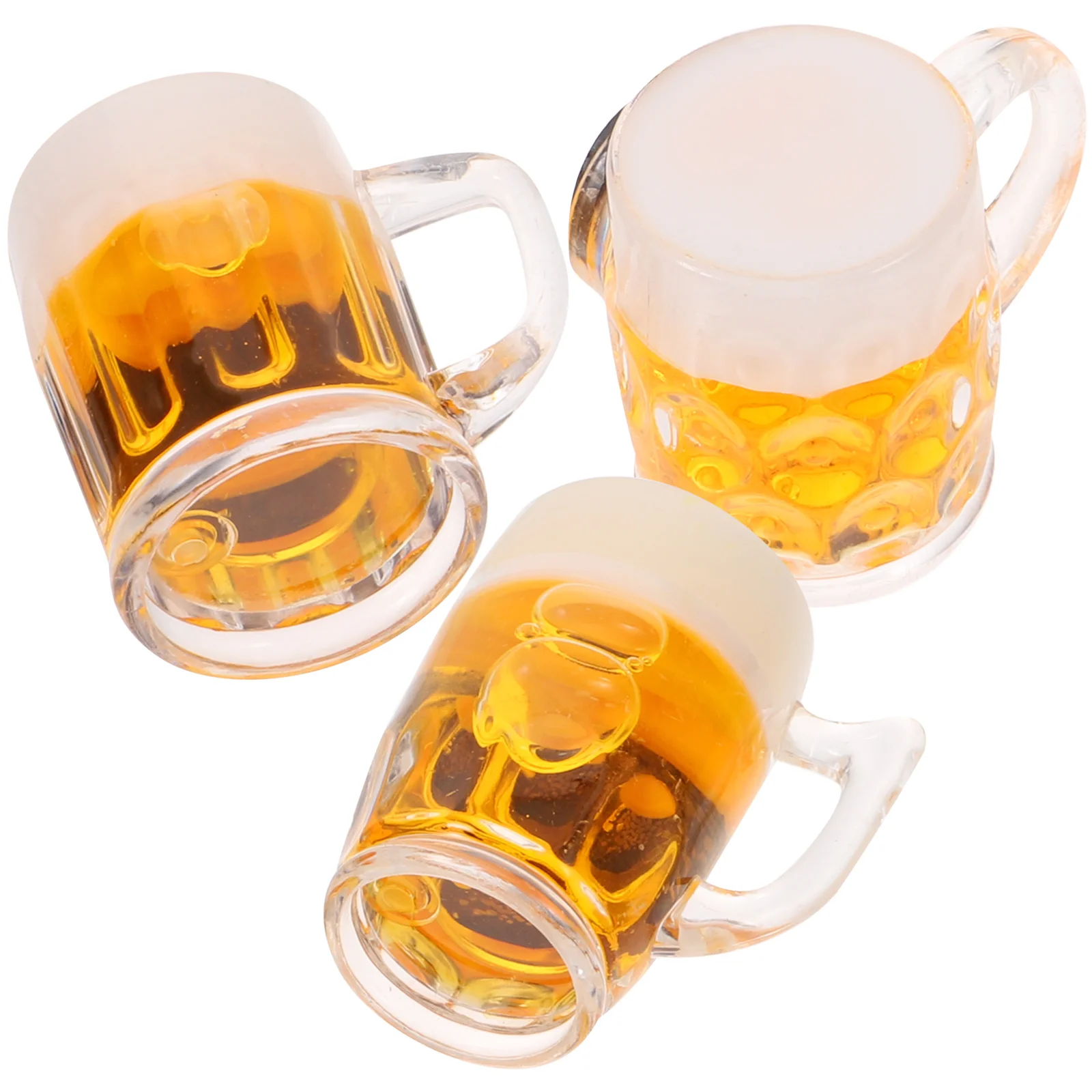 3 Pcs Simulation Beer Plastic Mug Decor Glass Craft Fake Bulk Unique Small Faux Model Imitation Food Keychains Cup Man