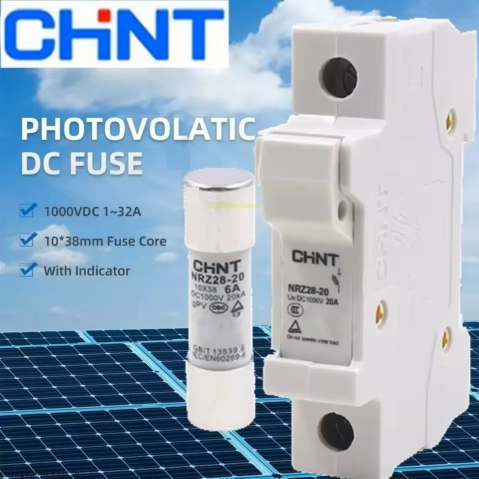 1PCS CHINT DC Fuse DC1000V NRZ28-20 2A 4A 6A 8A 10A 12A 15A 16A 20A Solar Photovoltaic Combiner Box Base