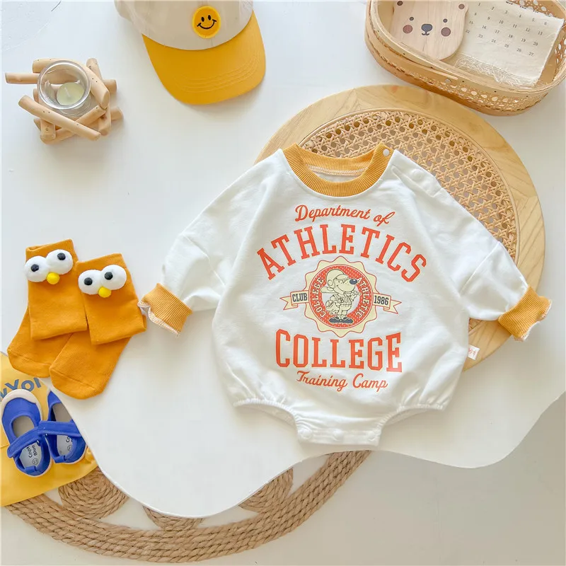 Korean Spring Autumn 2024 Baby Girls Rompers Cotton Printed Long Sleeve Loose Cartoon Infant Girl Bodysuit Newborn Girl Outfit