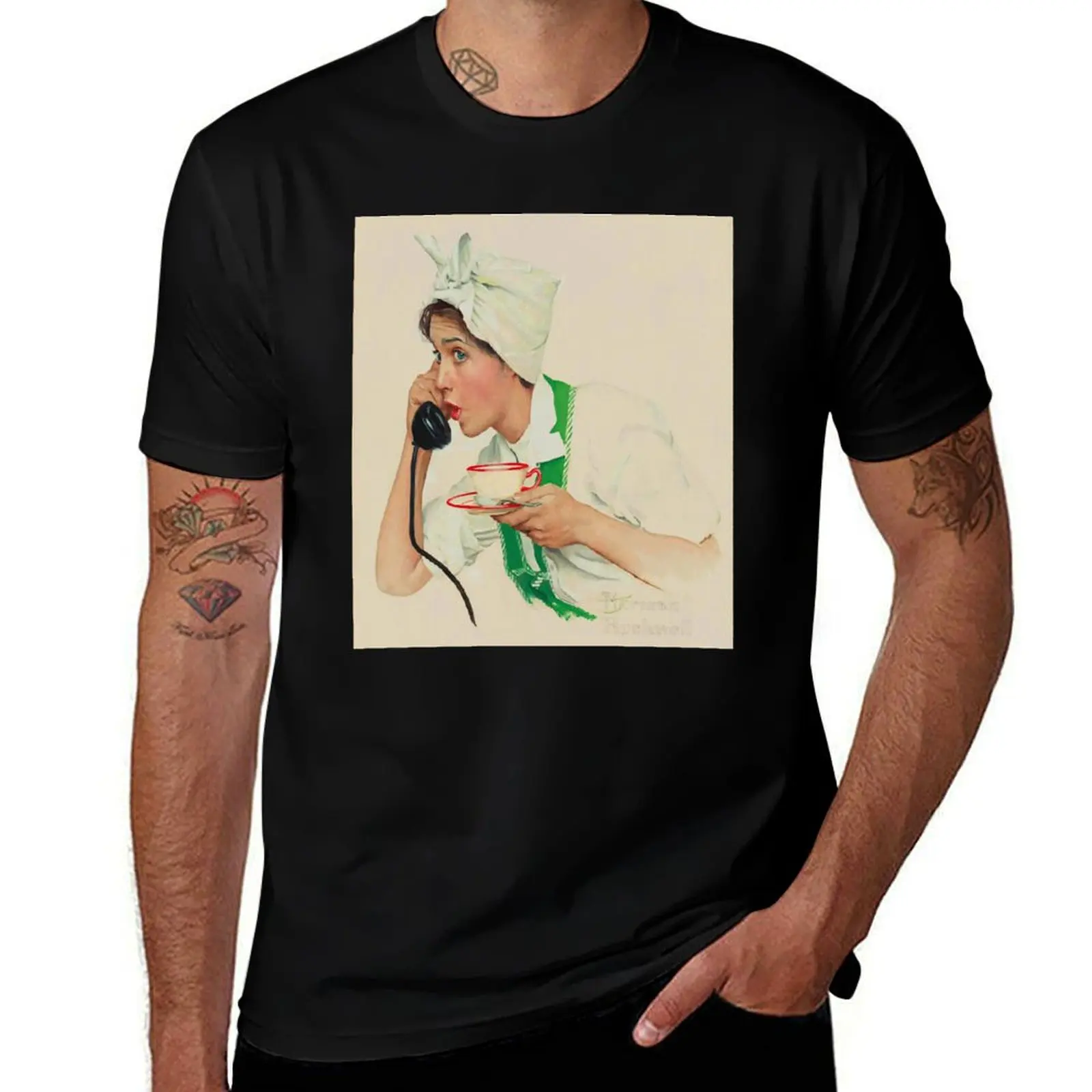 

Norman Rockwell Red Rose Tea 1958 T-Shirt Minimalist Graphic Tee Shirt