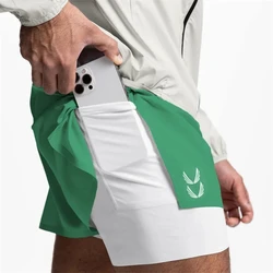 NEW Sports Shorts Men 2 In 1 Double-deck Shorts Summer Fitness sweatpants Jogging Running Shorts Elastic Woven casual shorts men