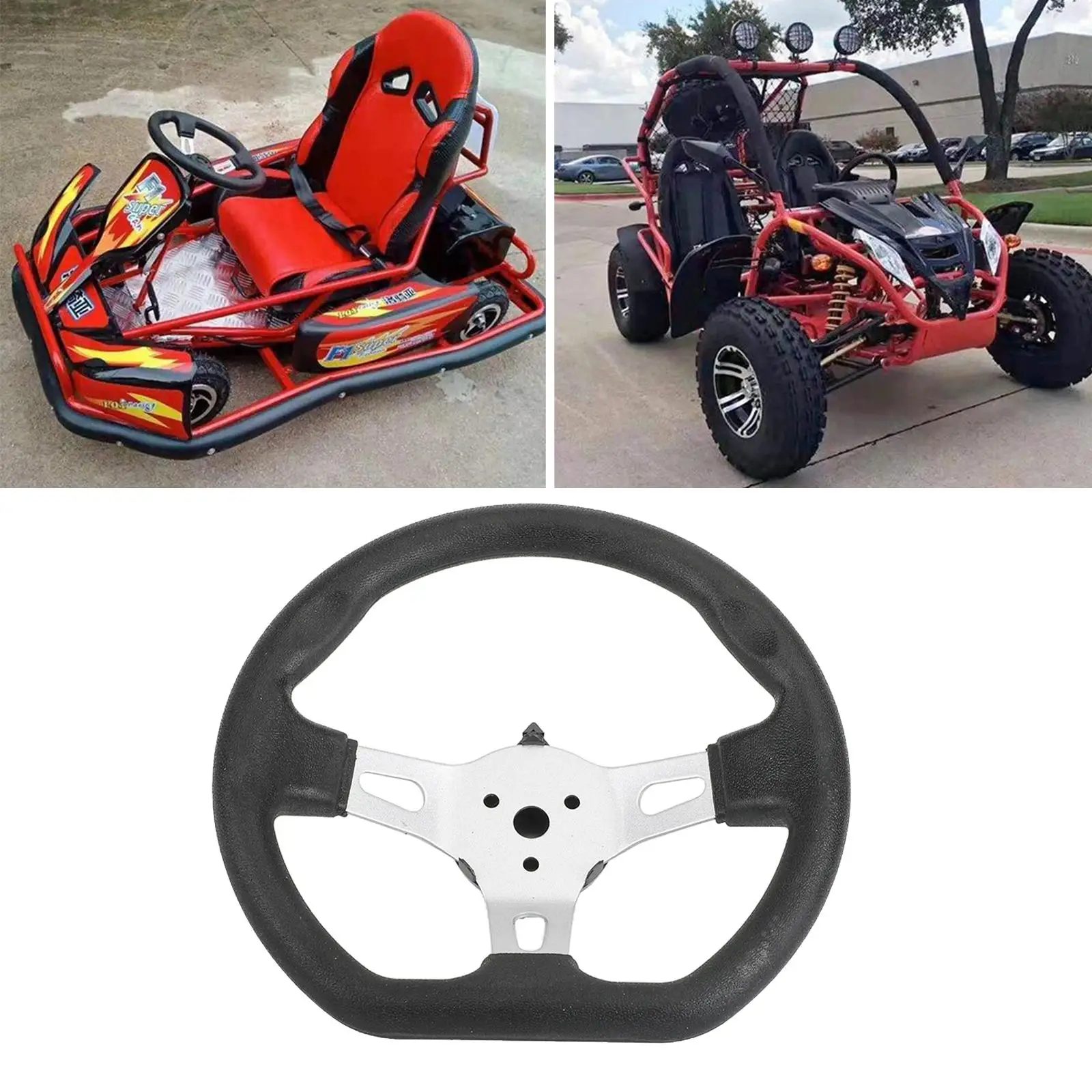 Universal 3-Spoke Steering Wheel for Go Kart Scooter Karting 270mm/10.6\