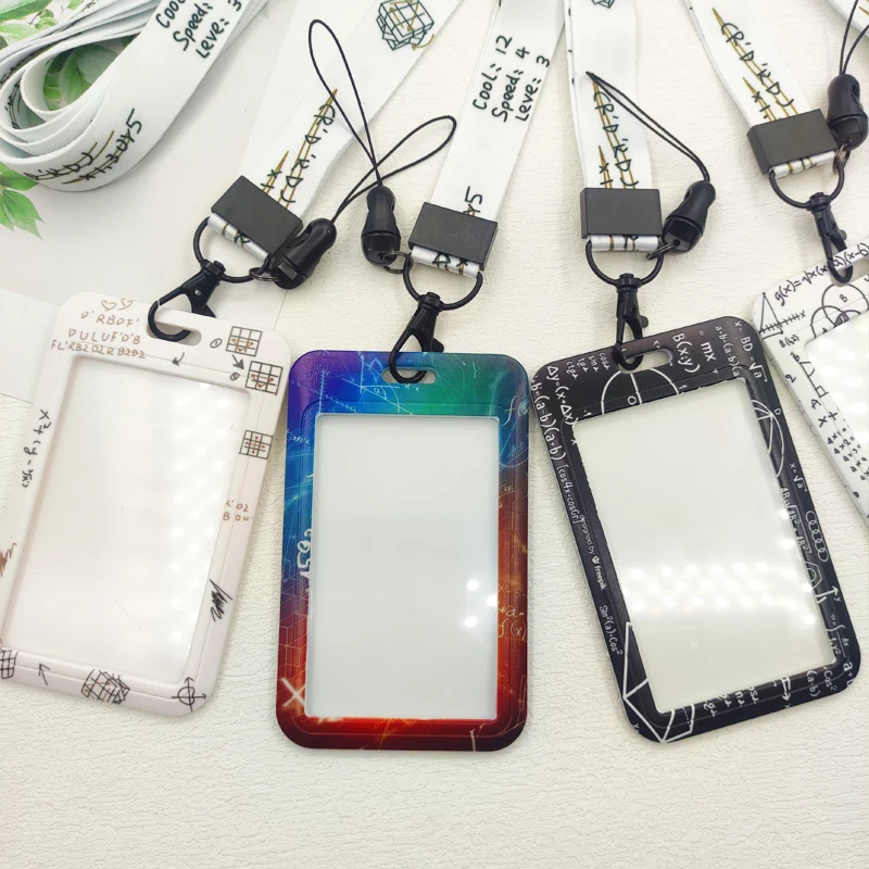 Soporte para tarjeta de identificación de juego de matemáticas, cordones, porta de ecuación, tarjeteros, correa para el cuello, llavero entusiasta del cubo de Rubik, credencial