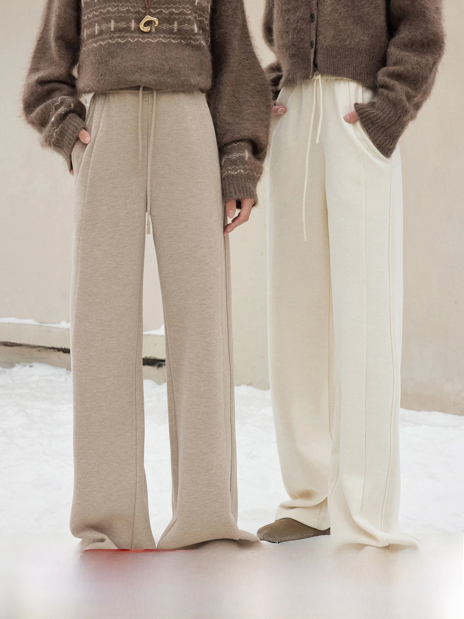 

Теплые шерстяные повседневные брюки прямого кроя с эластичным поясом из вельвета, осенне-зимняя новинка, женская модная одежда из полиэстера и хлопка