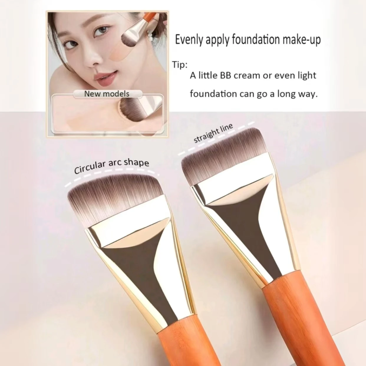 2er-Pack flacher Kopf, Ein-Wort/Schrägkopftyp, spurloser, ultradünner Foundation-Pinsel mit flachem Kopf