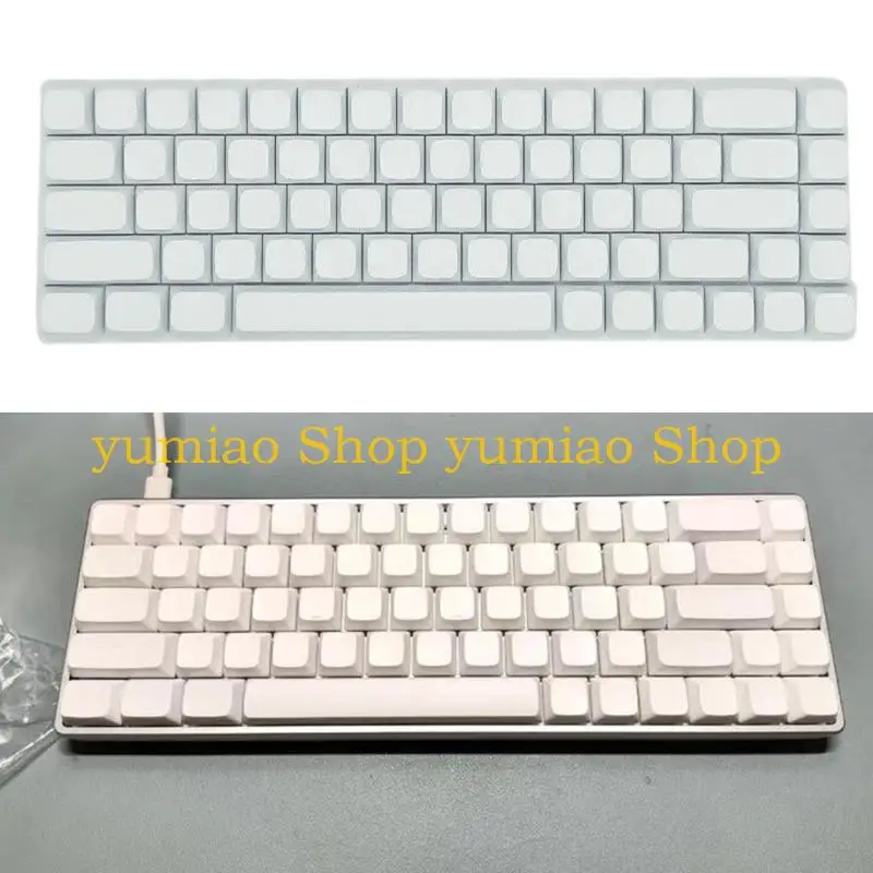 587B 68Key Blank Keycaps, Thick PBT White Keycaps for AK680 RK68 Mechanical Keyboard